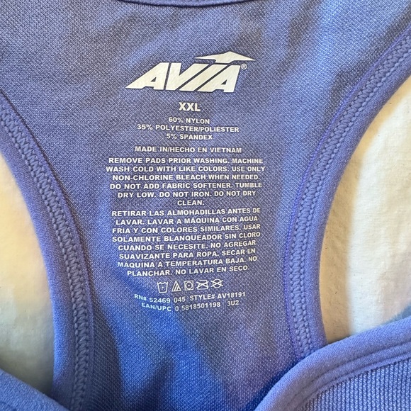 Avia Zip Front Sports Bra - Medium Support - Purple - Picture 4 of 6